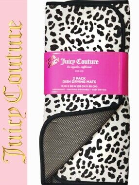 Juicy Couture Home 2-PK Leopard Print Dish Drying Mats